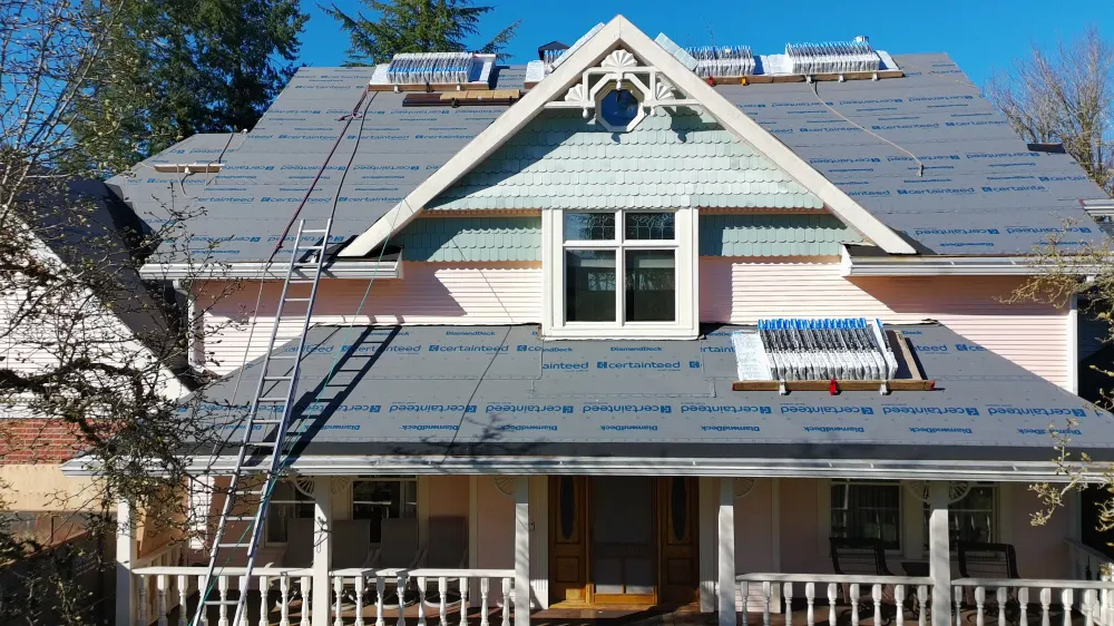 New roof mid-installation
